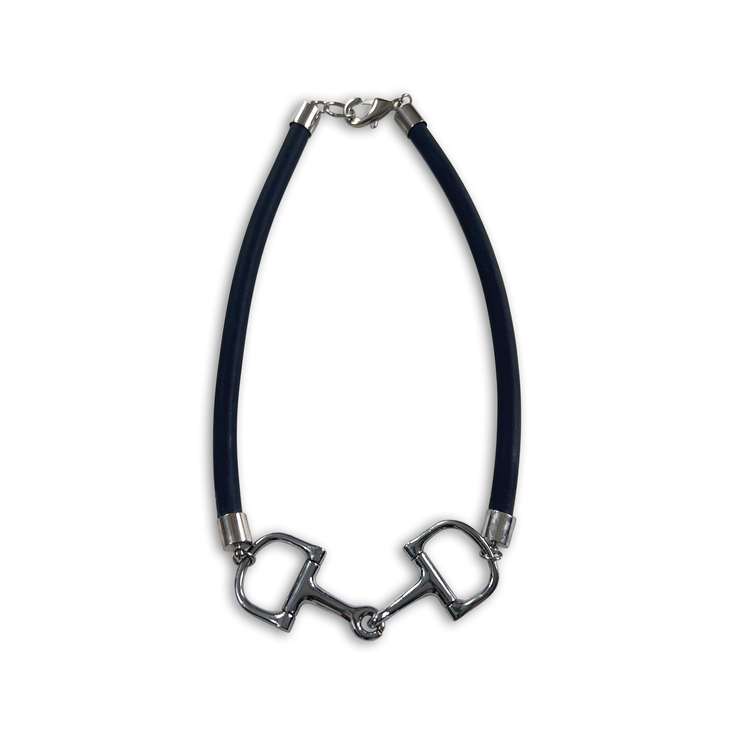 Black Rubber D-RIng Equestrian necklace by NYET Jewelry