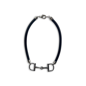 Black Rubber D-RIng Equestrian necklace by NYET Jewelry