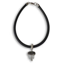 BLACK RUBBER NECKLACE WITH NATURAL QUARTZ CRYSTAL ADORNED WITH PAVE'D AUSTRIAN CRYSTALS PENDENT. by NYET Jewelry