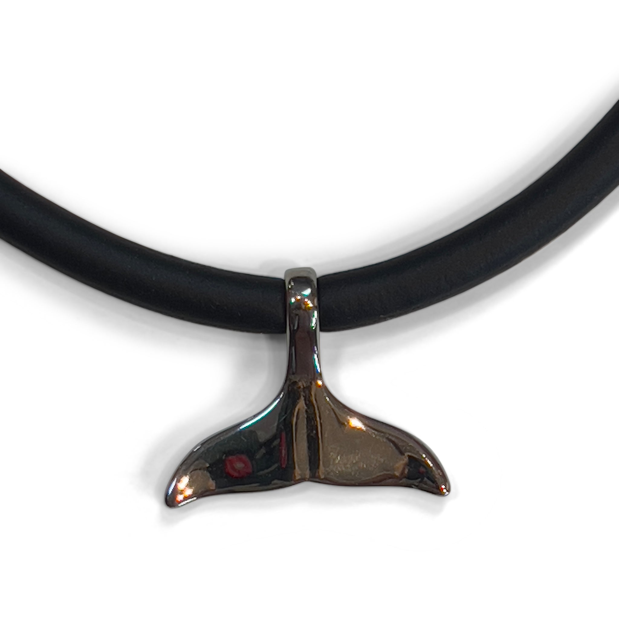 rubber necklace with stainless steel pendent by NYET Jewelry
