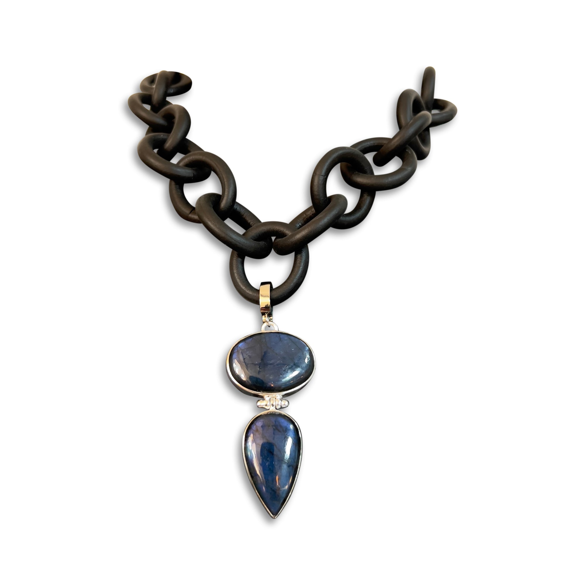 Labradorite and Rubber Necklace