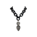 Rutilated quartz and Rubber Necklace