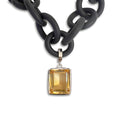 Square Citrine Stone and Rubber Necklace