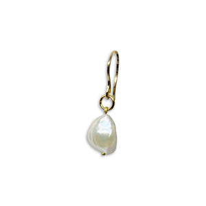 GENUINE BAROQUE PEARL TEARDROP EARRINGS. GOLD