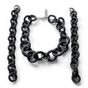 2-STRAND BLACK RUBBER NECKLACE WITH AN EXTRA LARGE LEMON TOPAZ BEZEL SET IN SILVER. BY NYET JEWELRY.