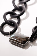 Large Labradorite and Rubber Necklace