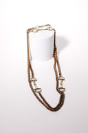 Long Stainless Steel Necklace With Three Horse-bits in Gold or Silver