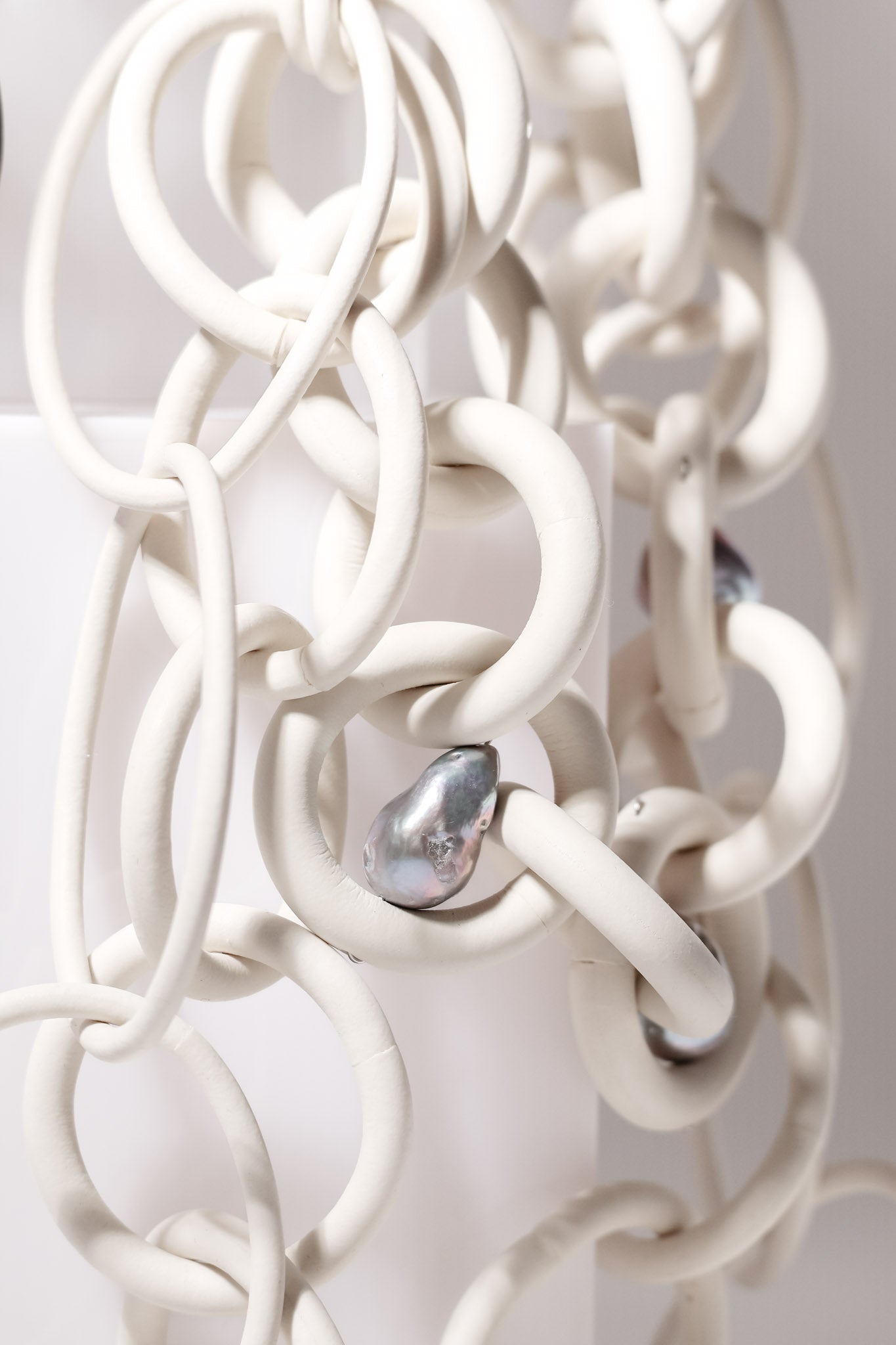 Multi-strand Rubber Statement Necklace with Baroque Pearls