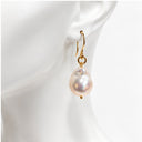Simple Baroque Pearl Chain Necklace and Earrings in Silver or Gold