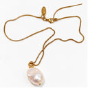 Simple Baroque Pearl Chain Necklace and Earrings in Silver or Gold