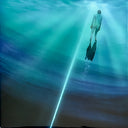 10 x 10 underwater painting of free diver