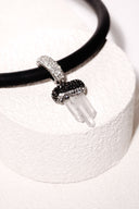 Rubber Necklace with Small Natural Quartz and Austrian Crystals