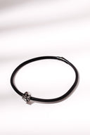 Rubber Necklace with Small Stainless Steel Skull