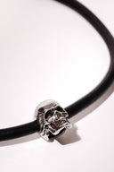 Rubber Necklace with Small Stainless Steel Skull
