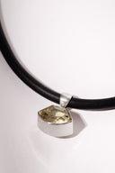 Rubber Necklace with free-form lemon topaz