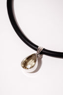 Rubber Necklace with tear drop lemon topaz