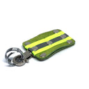 HAIR-ON COWHIDE WITH NEON YELLOW AND SILVER REFLECTIVE BAND KEY CHAIN. By NYET Jewelry.