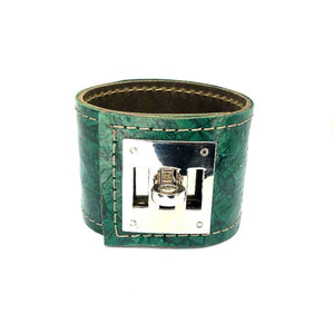 FISH LEATHER CUFF WITH METAL CLOSURE. by NYET Jewelry.