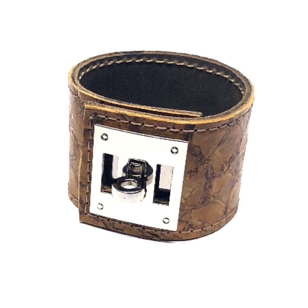 FISH LEATHER CUFF WITH METAL CLOSURE. by NYET Jewelry.