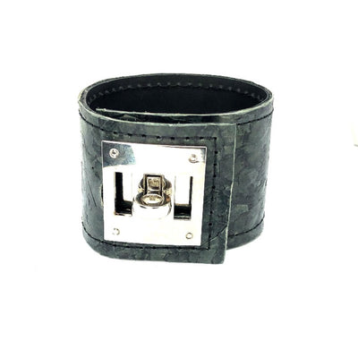 FISH LEATHER CUFF WITH METAL CLOSURE. by NYET Jewelry.