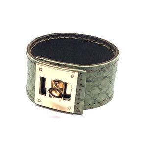 FISH LEATHER CUFF WITH METAL CLOSURE. by NYET Jewelry.