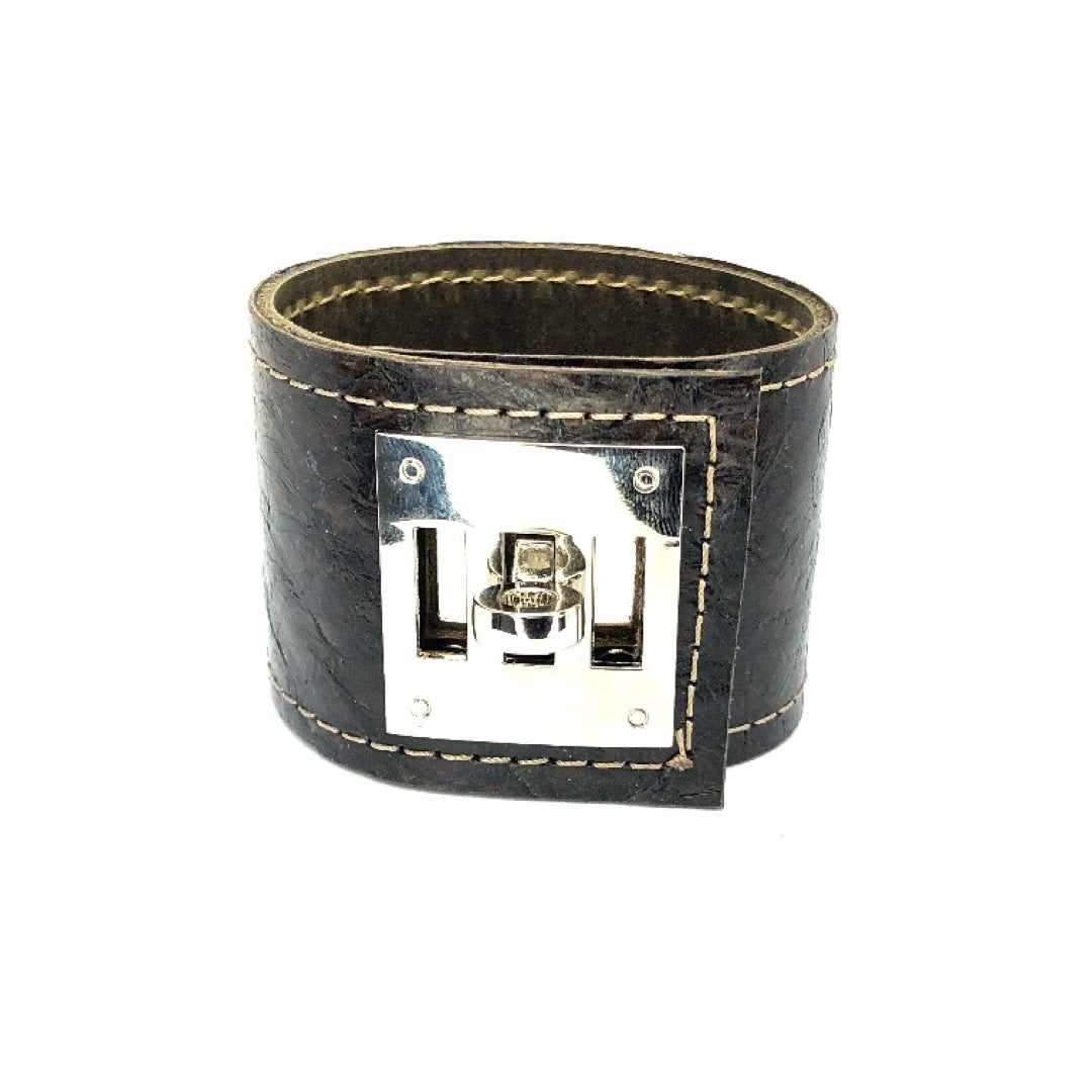 FISH LEATHER CUFF WITH METAL CLOSURE. by NYET Jewelry.
