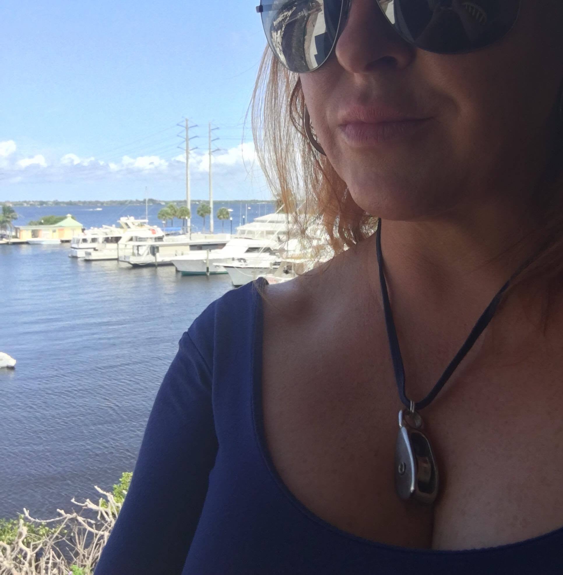 Privileged Nyet customer wearing the Pulley necklace