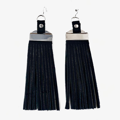 LONG TASSEL DEERSKIN LEATHER EARRINGS by NYET jewelry