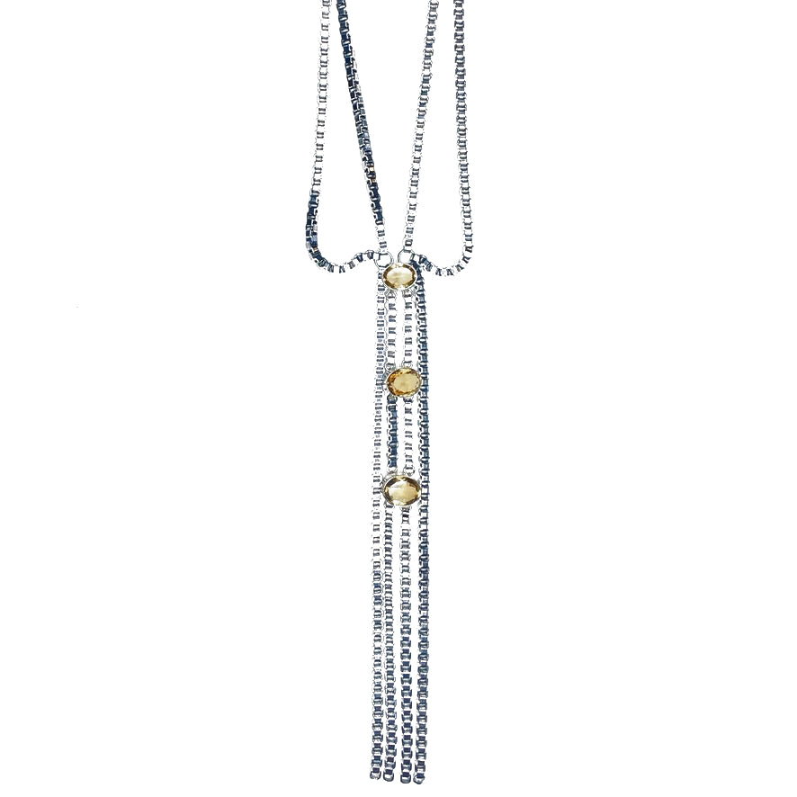 citrine and stainless steel necklace by NYET Jewelry.