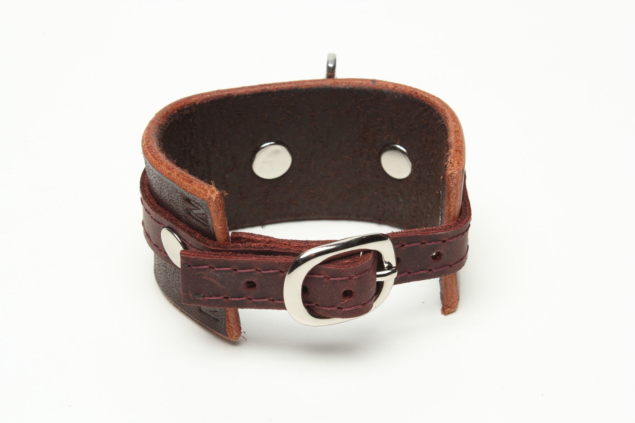 LATIGO LEATHER CUFF WITH ANCHOR SHACKLE brown by nyet jewelry.