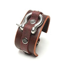 LATIGO LEATHER CUFF WITH ANCHOR SHACKLE brown by nyet jewelry.