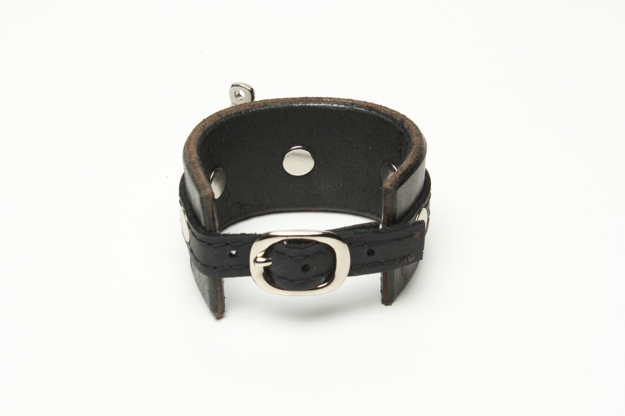 LATIGO LEATHER CUFF WITH ANCHOR SHACKLE by nyet jewelry.