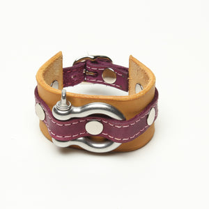LATIGO LEATHER CUFF WITH ANCHOR SHACKLE bicolor by nyet jewelry.