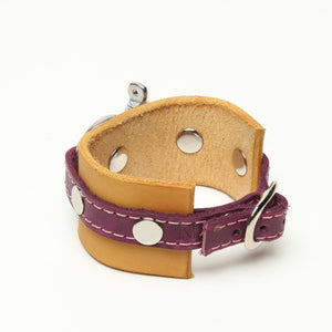 LATIGO LEATHER CUFF WITH ANCHOR SHACKLE bicolor by nyet jewelry.