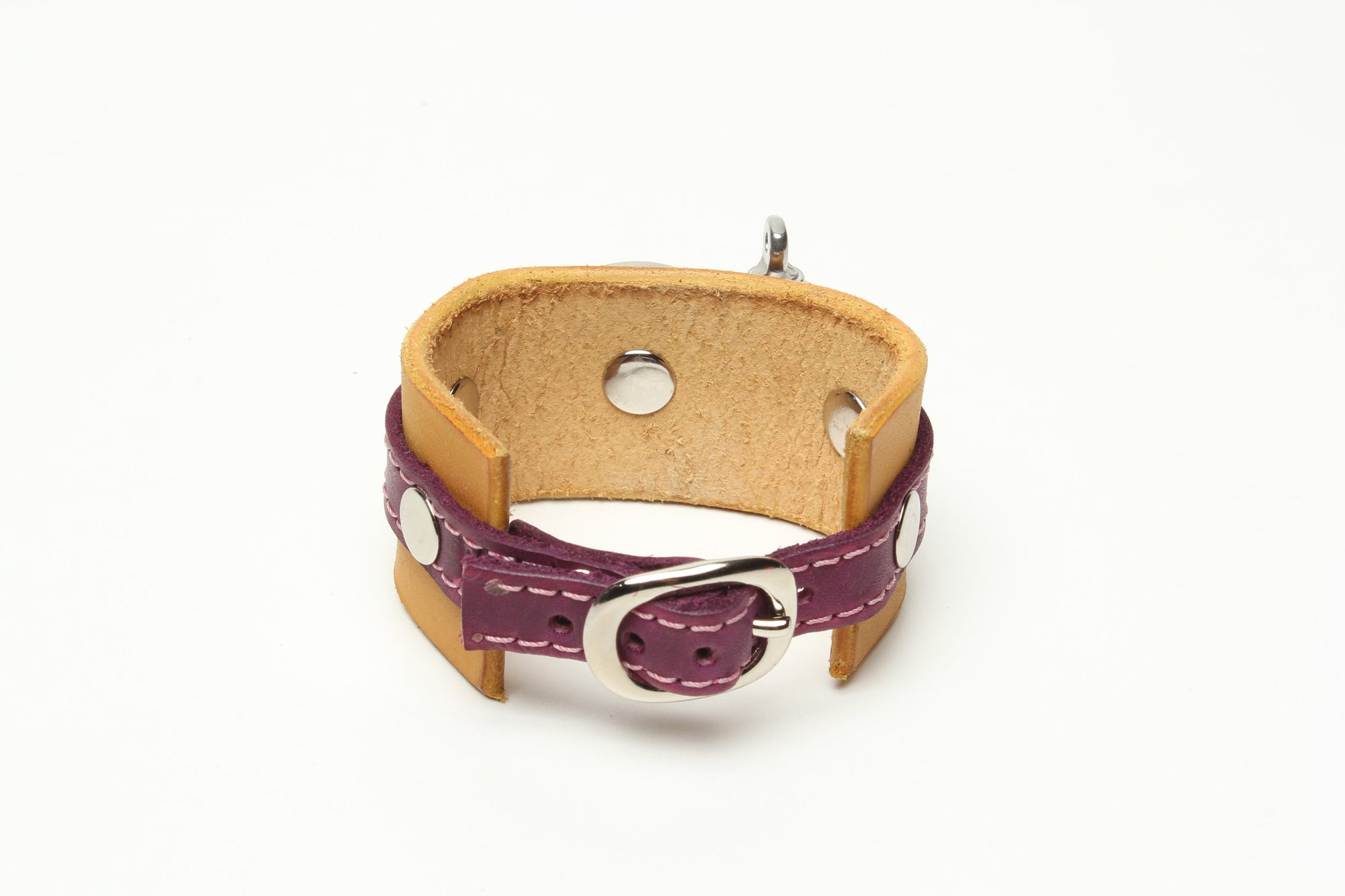 LATIGO LEATHER CUFF WITH ANCHOR SHACKLE bicolor by nyet jewelry.