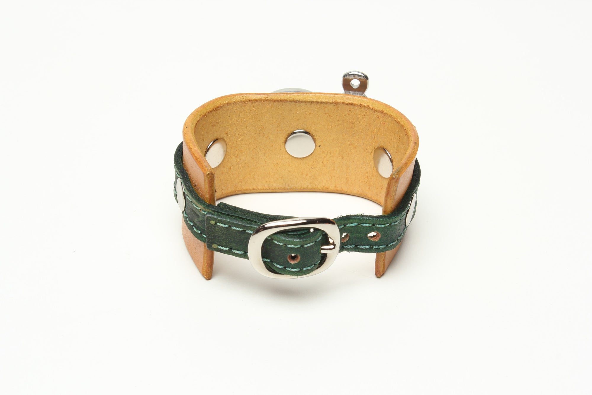 LATIGO LEATHER CUFF WITH ANCHOR SHACKLE bicolor by nyet jewelry.