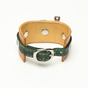 LATIGO LEATHER CUFF WITH ANCHOR SHACKLE bicolor by nyet jewelry.
