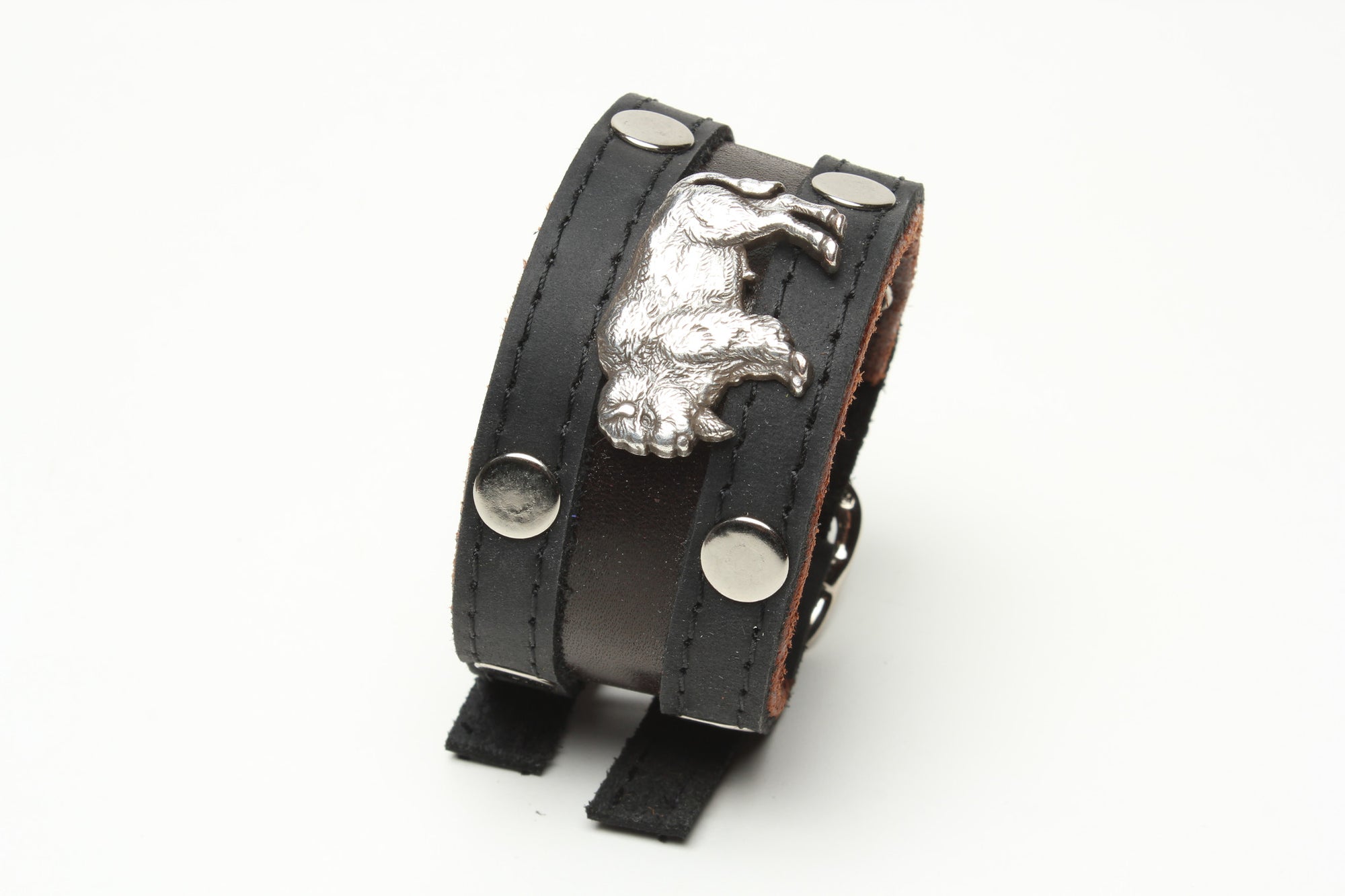 LATIGO CUFF WITH BISON CONCHO by nyet jewelry.