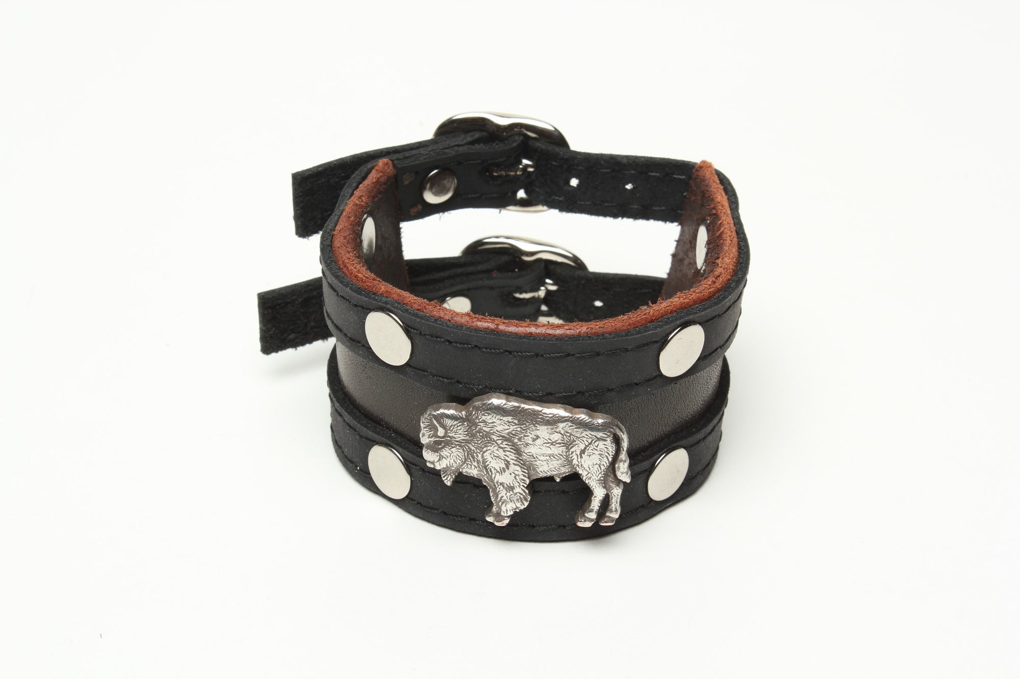 LATIGO CUFF WITH BISON CONCHO by nyet jewelry.