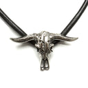 5 MM ROUND LEATHER NECKLACE WITH STAINLESS STEEL LONGHORN PENDANT by nyet jewelry.