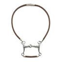 5 MM ROUND BRAIDED LEATHER NECKLACE WITH PELHAM HORSE BIT PENDANT AND LEATHER BAR by nyet jewelry