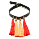 chinoiserie choker leather and silk tassels by NYET Jewelry