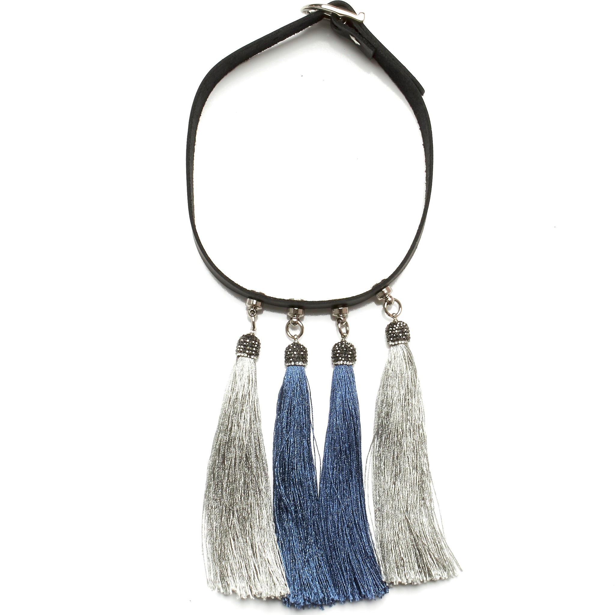 chinoiserie choker leather and silk tassels by NYET Jewelry