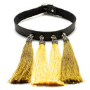 chinoiserie choker leather and silk tassels by NYET Jewelry
