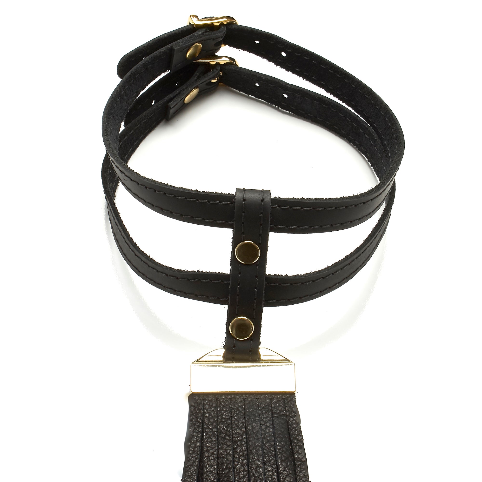 DOUBLE LEATHER CHOKER NECKLACE WITH LONG DEERSKIN LEATHER FRINGE by nyet jewelry