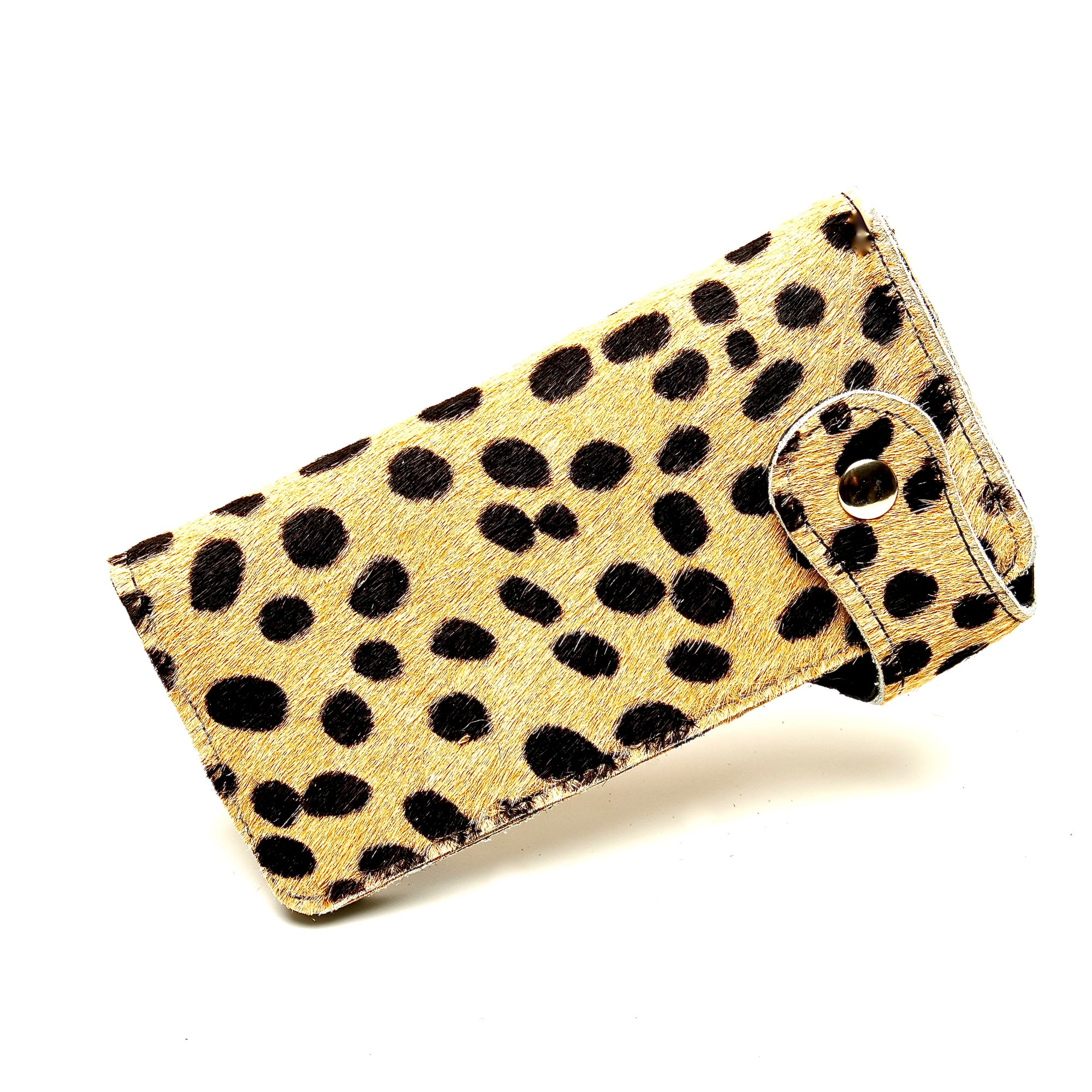 CHEETAH PATTERNED HAIR-ON COWHIDE BIKER WALLET. by nyet jewelry