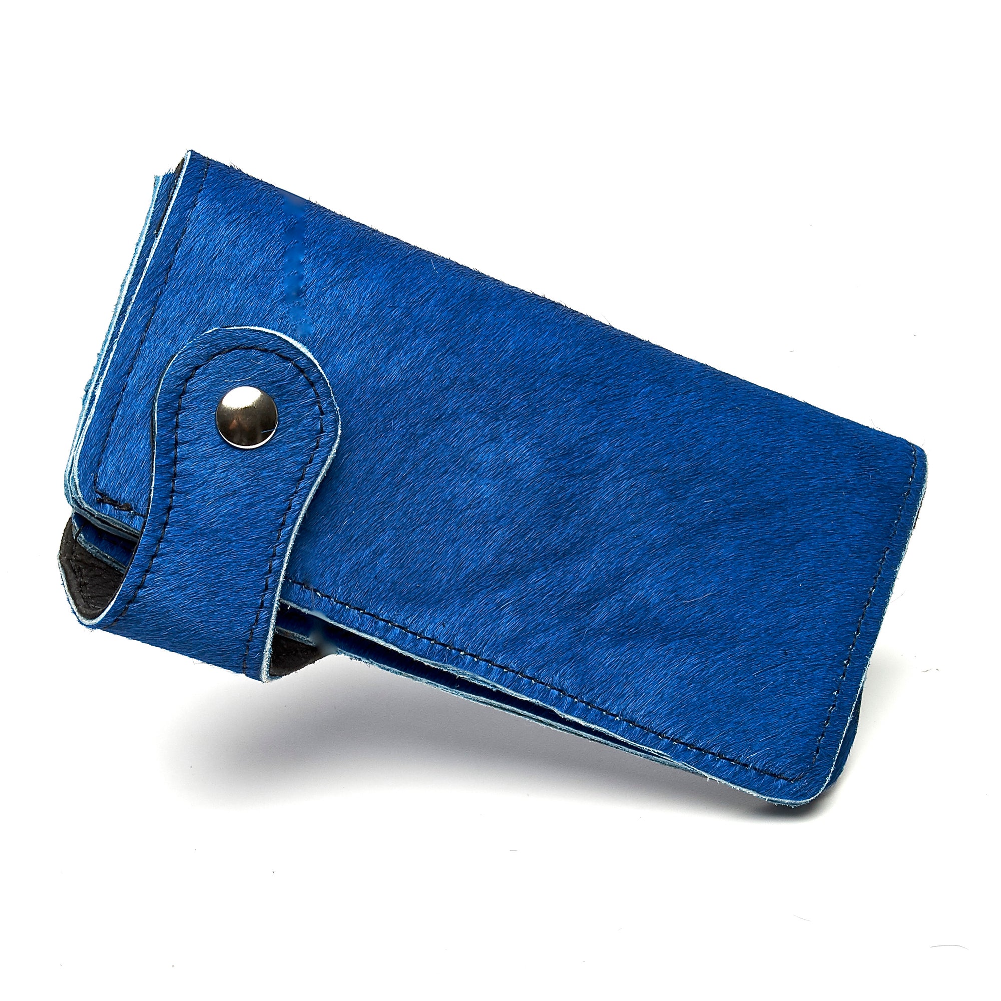 COBALT BLUE HAIR-ON COWHIDE BIKER WALLET. by nyet jewelry.