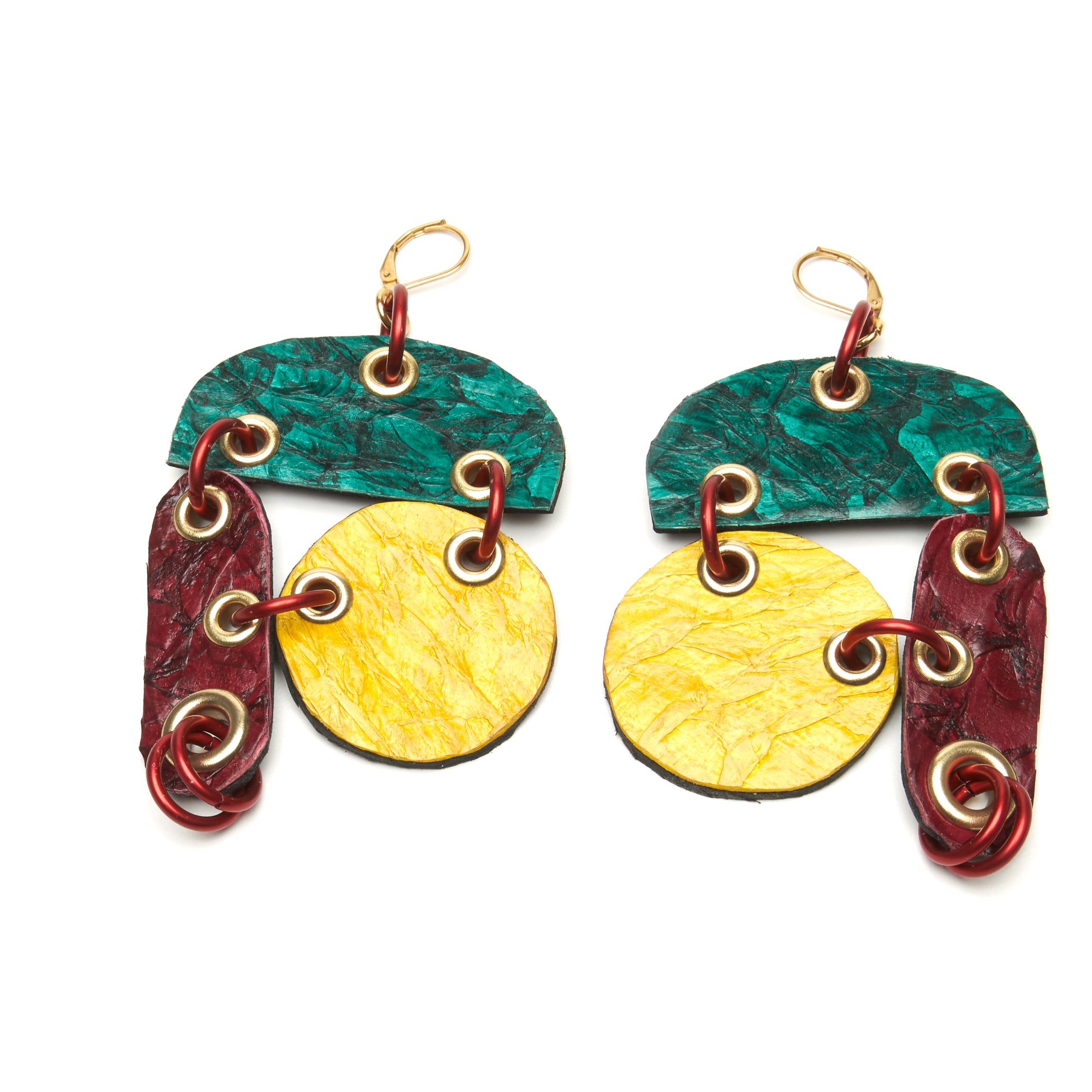 FISH leather multi color earrings by NYET Jewelry.