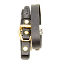 STONE OILED LEATHER CUFF WITH STIRRUP AND MAGNETIC CLASP. by NYET Jewelry.