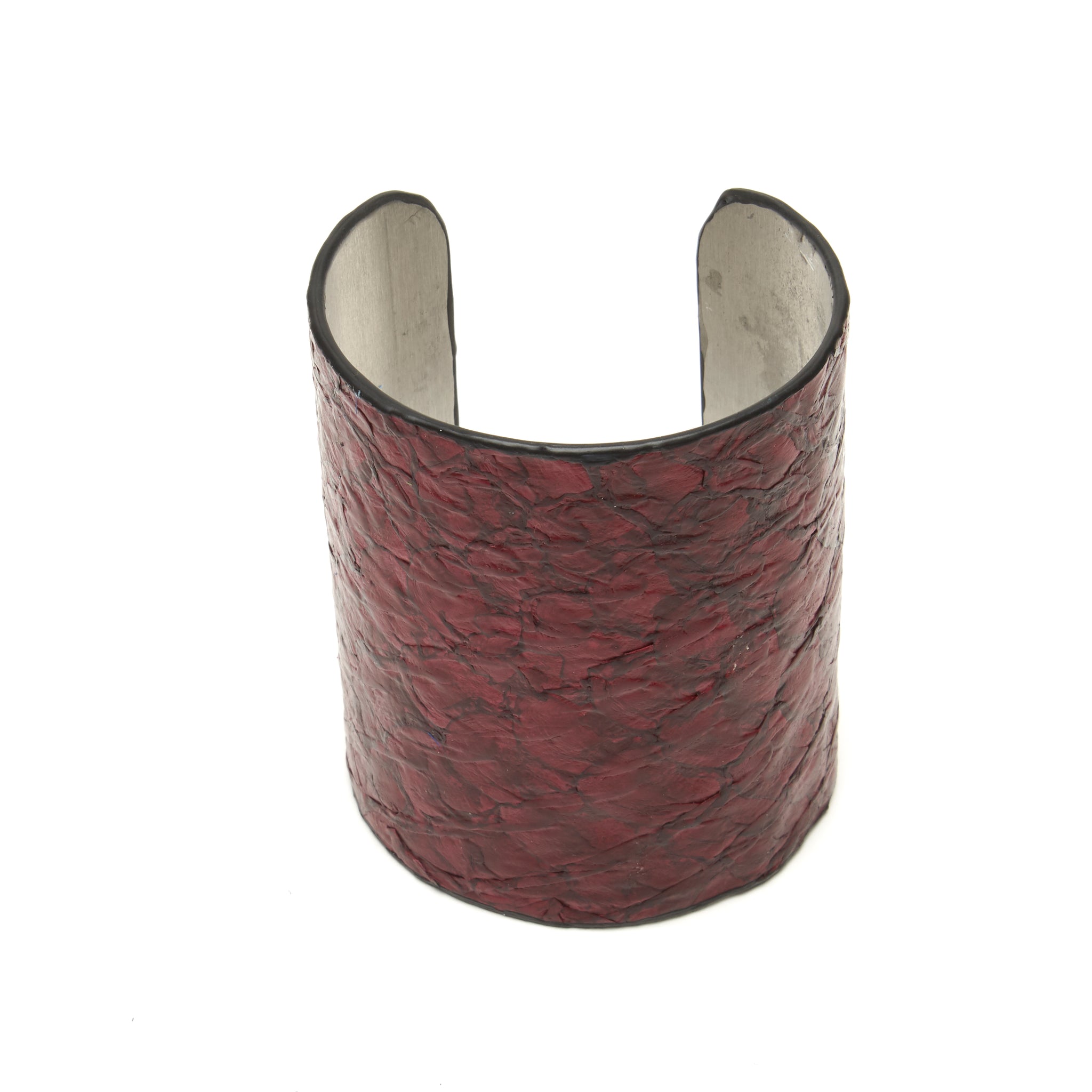 FISH LEATHER OVER ALUMINUM CUFF. BY NYET JEWELRY.